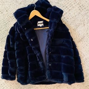 Apparis Navy Faux Fur Jacket